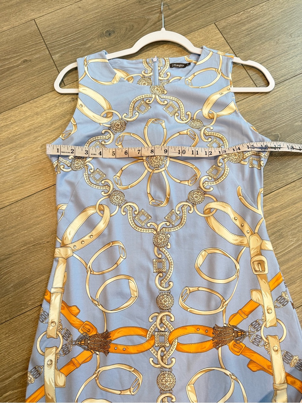 J.McLaughlin Devon Stirrup Print Sleeveless Flounce Hem Carmen Dress Small - Picture 8 of 10